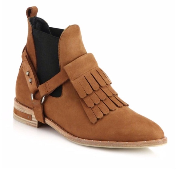 Freda Salvador Shoes - Freda Salvador Tan Chelsea Fringe Boots Booties
